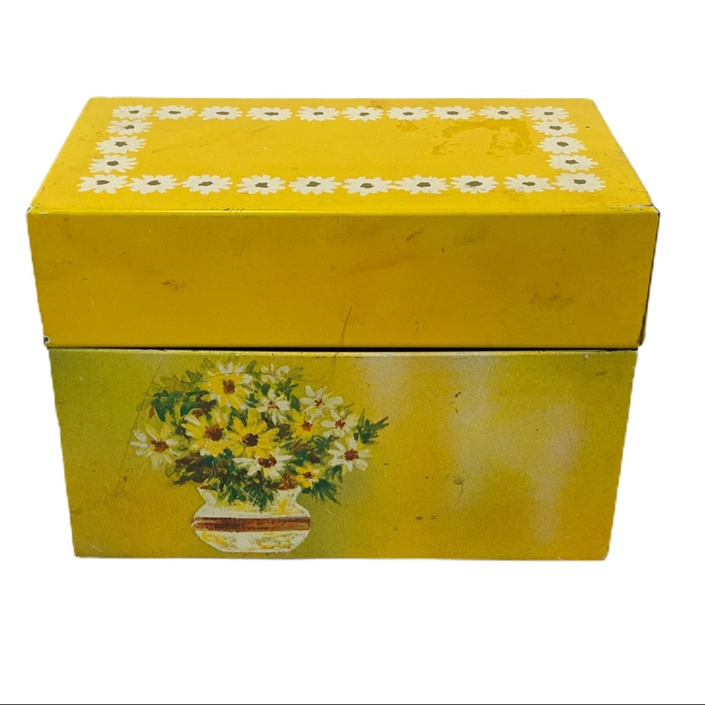Ohio Art flower recipe tin RETRO mid century Art Deco cottagecore kitchen decor